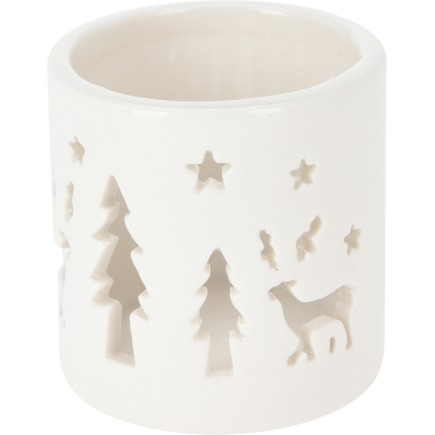 Ljushållare Vit Granar Prickar Jul 6 cm