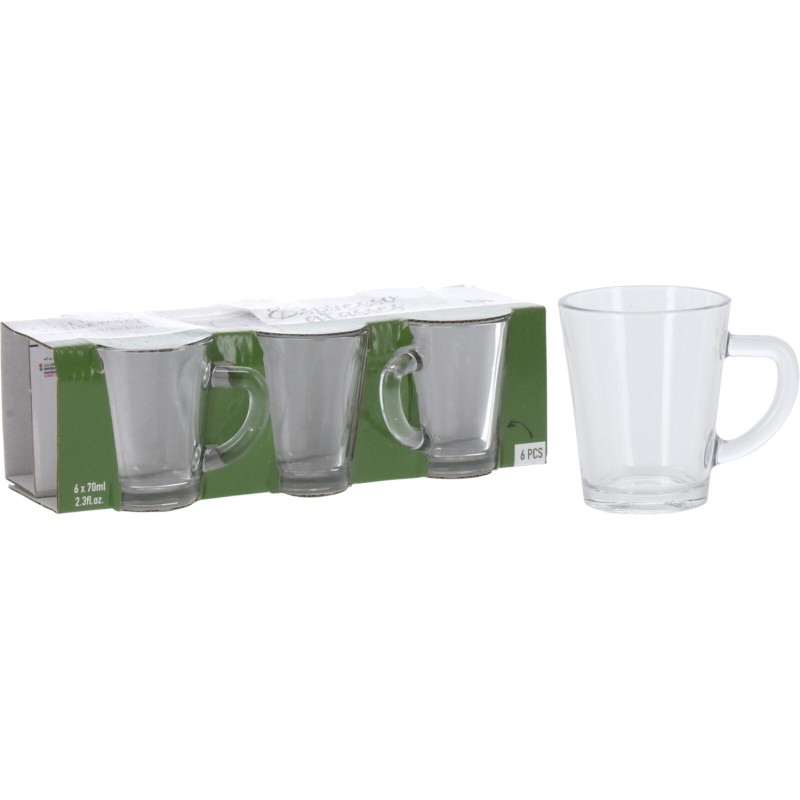 Mugg Espresso Glögg Glas handtag 6-pack