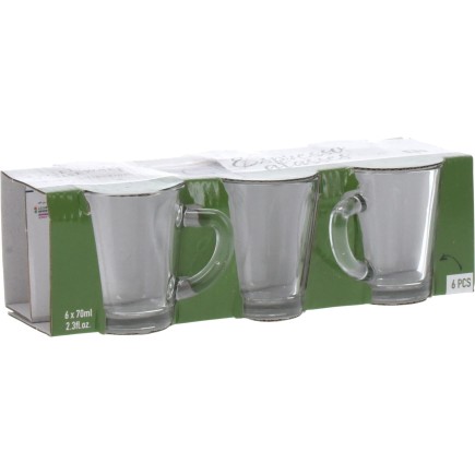 Mugg Espresso Glögg Glas handtag 6-pack