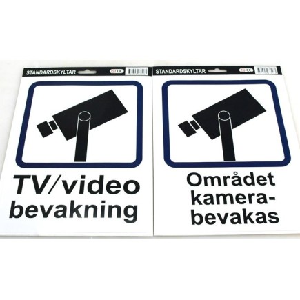 Skylt TV/Videobevakning PVC 30x40 cm