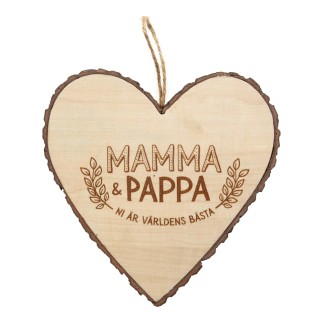 Hjärta Trä Mamma & Pappa