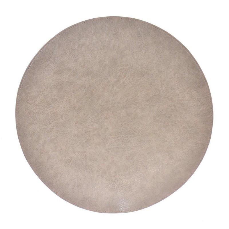 Underlägg Runt Läderlook Beige 38 cm 4-pack