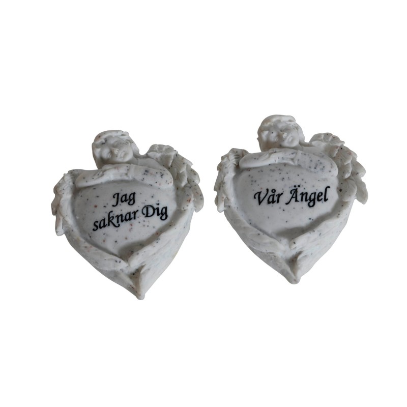 Gravdekoration Hjärta Vitt Vår Ängel 9 cm