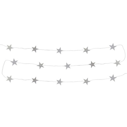 Girlang Stjärnor Silver Glitter 3,6 m