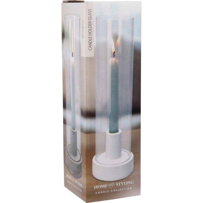 Ljushållare Ljusstake Glas Vit Svart Beige