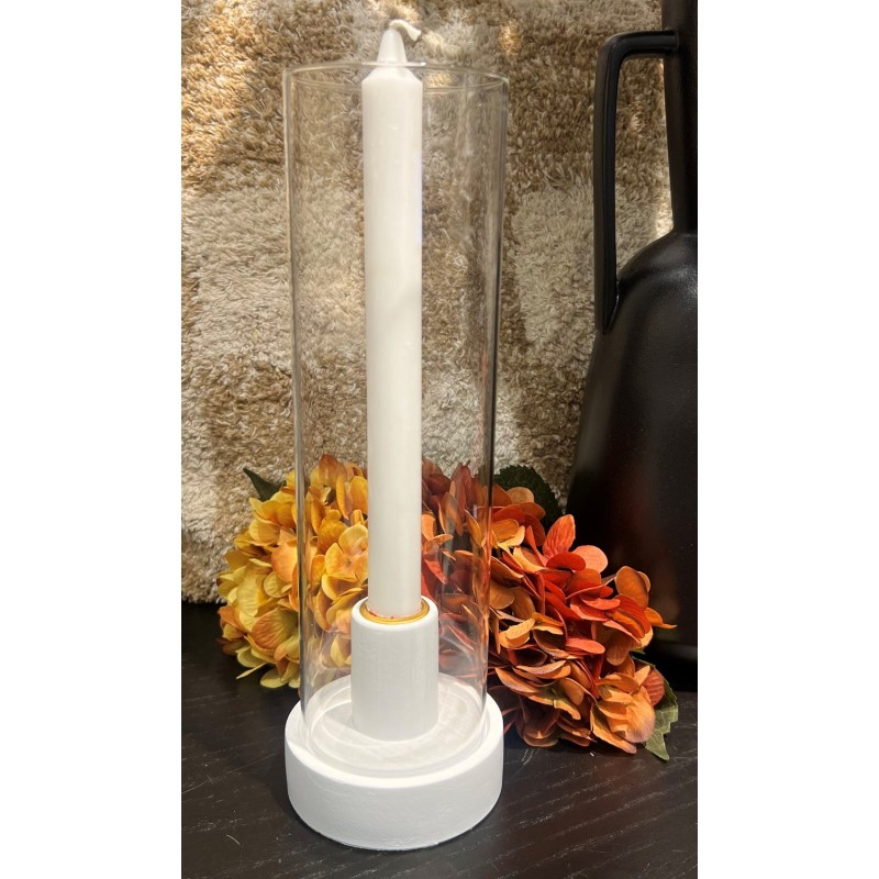 Ljushållare Ljusstake Glas Vit Svart Beige