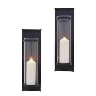 Ljushållare Lykta vägg 2-pack Svart