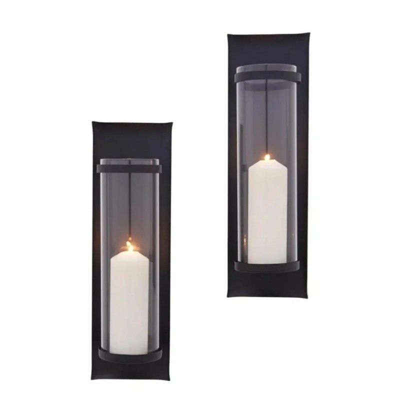 Ljushållare Lykta vägg 2-pack Svart Ljushållare Lykta vägg 2-pack Svart