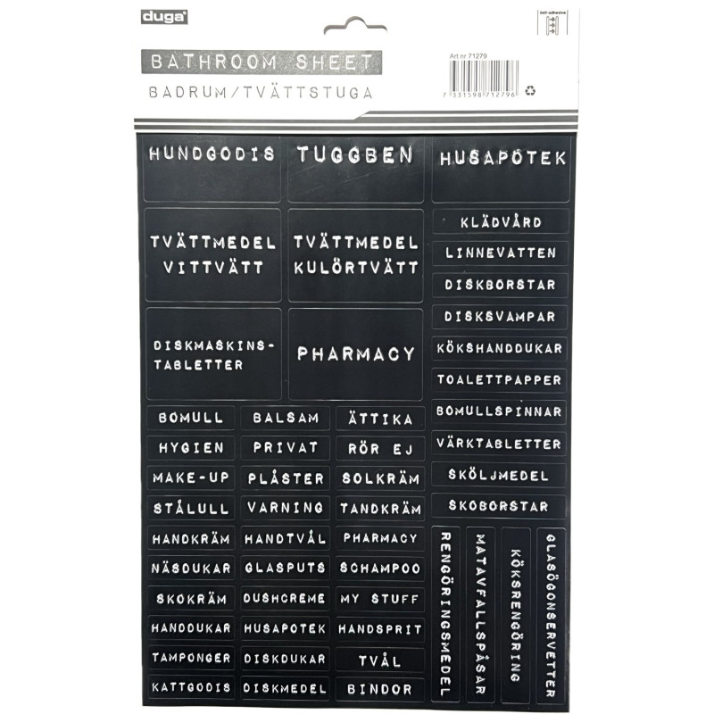 Etiketter Badrum Tvättstuga 