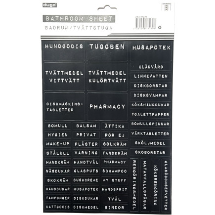 Etiketter Badrum Tvättstuga