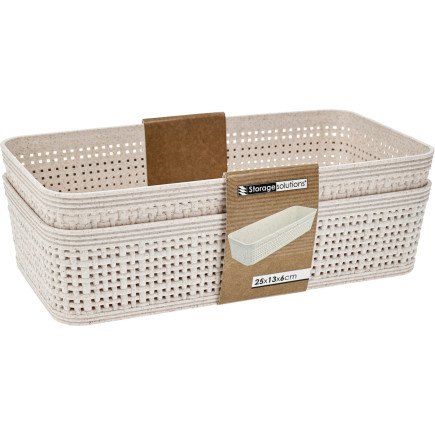 Korg Förvaring Beige Flätad Plast 25,3x13,3 cm 2-pack