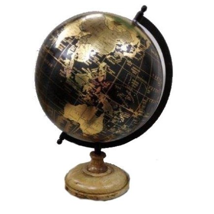 Jordglob antik träfot 34 cm