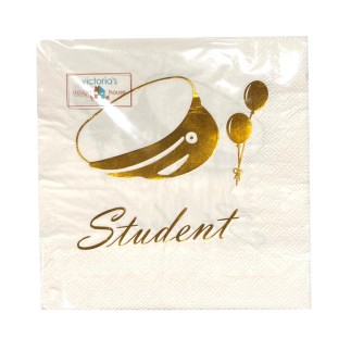 Servetter Student Vit Guld 20-pack