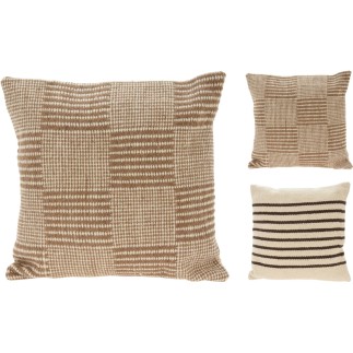 Kudde Rutig Mönstrad Beige 45x45 cm