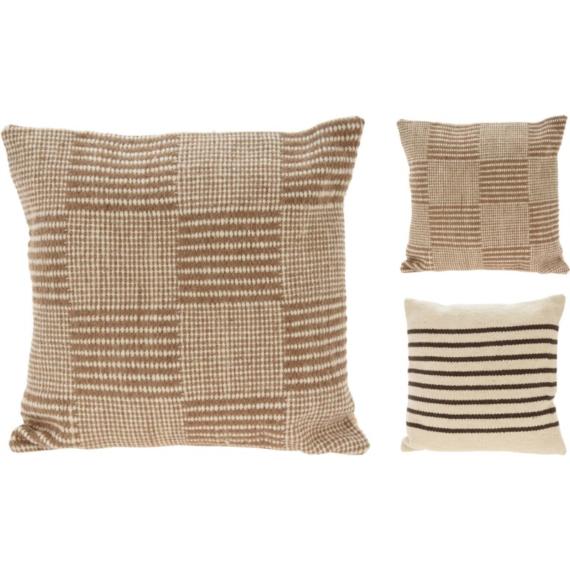 Kudde Rutig Mönstrad Beige 45x45 cm