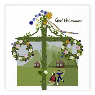 Servetter Midsommarstång 33x33cm 20-pack