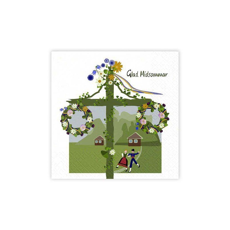 Servetter Midsommarstång 33x33cm 20-pack