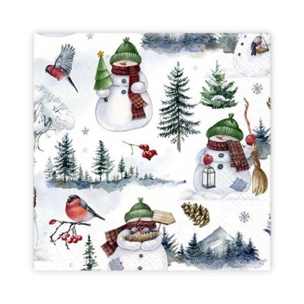 Servetter Snögubbeland 33x33 cm 20-pack