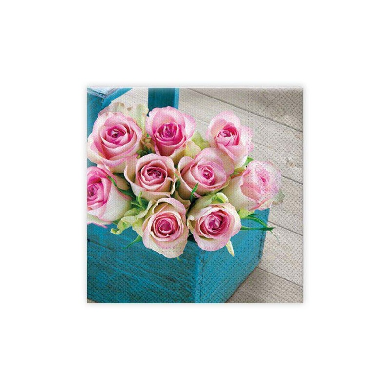 Servetter Rosor i korg 33x33cm