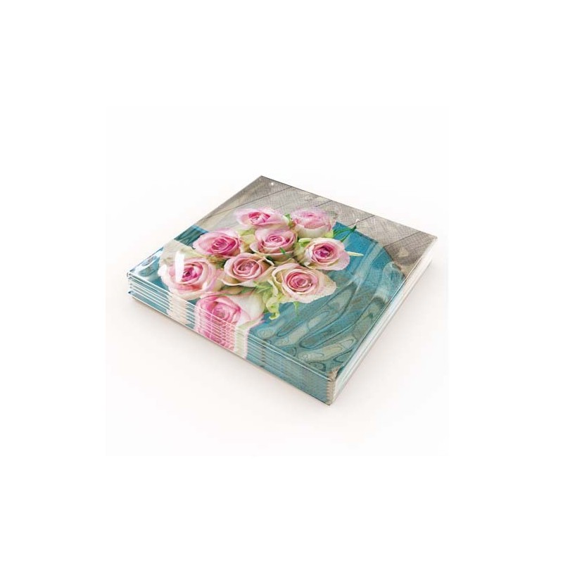 Servetter Rosor i korg 33x33cm