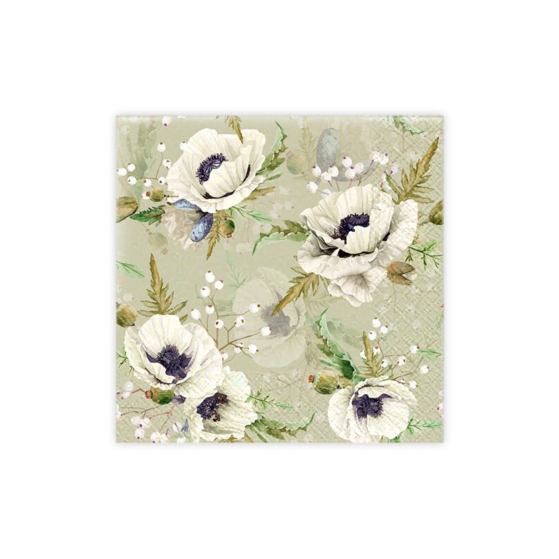 Servetter Blommor Vita 33x33 cm 20-pack