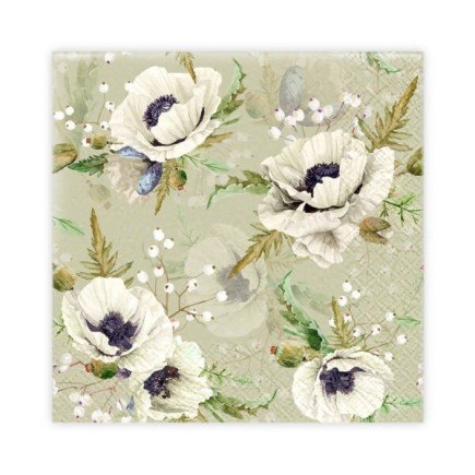 Servetter Blommor Vita 33x33 cm 20-pack