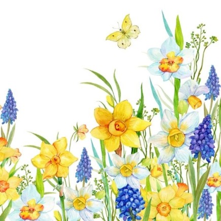 Kaffeservetter Vårblommor 25x25 cm 20-pack