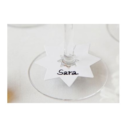 Glasmarkör Stjärna Papp Vit 12-pack