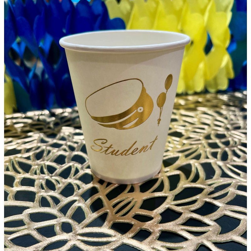 Mugg Student Vit/Guld 8-pack