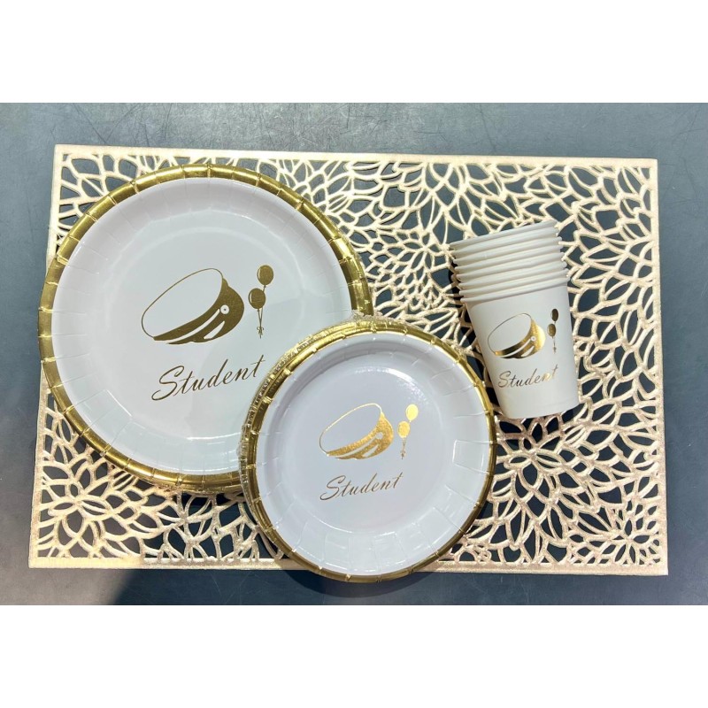 Mugg Student Vit/Guld 8-pack