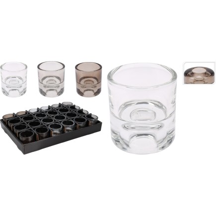 Ljuskopp Vändbar Glas Grå 5x6 cm