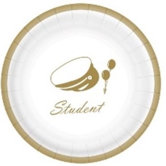 Studentpaket Vit/Guld Tallrikar Servetter Muggar Girlang Student