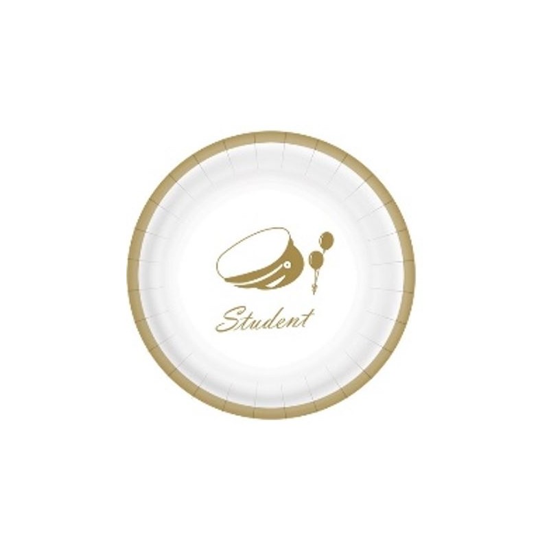 Studentpaket Vit/Guld Tallrikar Servetter Muggar Girlang Student 