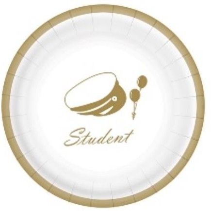 Studentpaket Vit/Guld Tallrikar Servetter Muggar Girlang Student