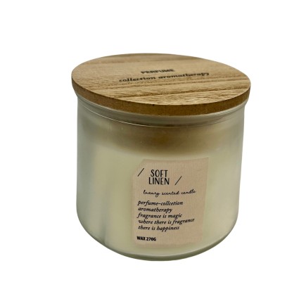 Doftljus Wood Wick Soft Linen 10 cm