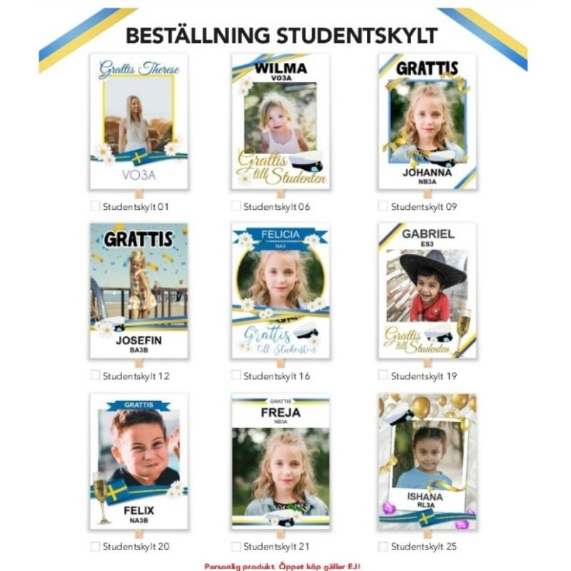 Studentskylt 50x70cm GULDIGT NR 09