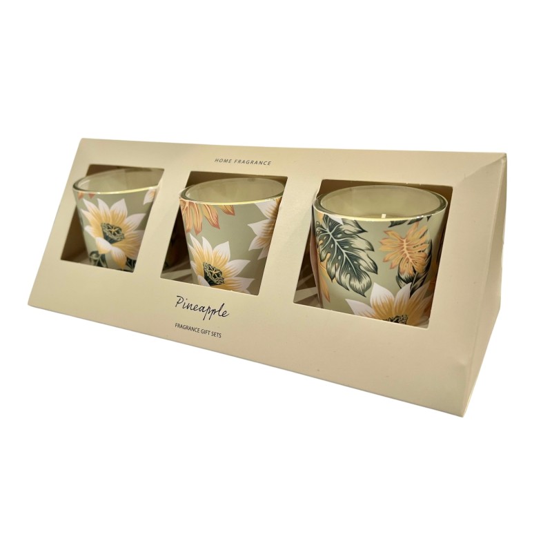 Doftljus 3-pack Pine Apple Glas