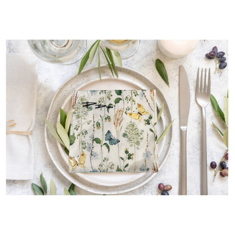 Servetter Fjärilar & Växter 33x33 cm 20-pack