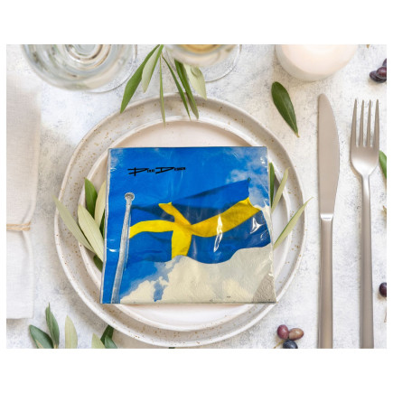 Servett Svensk Flaggstång 33x33cm