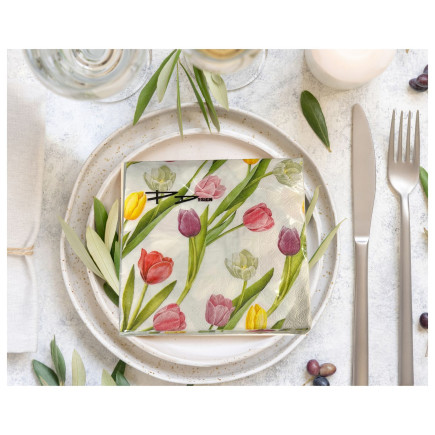 Servetter Tulpaner 33x33 cm 20-pack