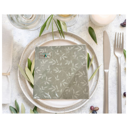 Servetter Löv Grå/Vit 33x33 cm
