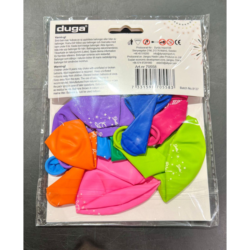 Ballonger Grattis Mixade färger 25 cm 10-pack