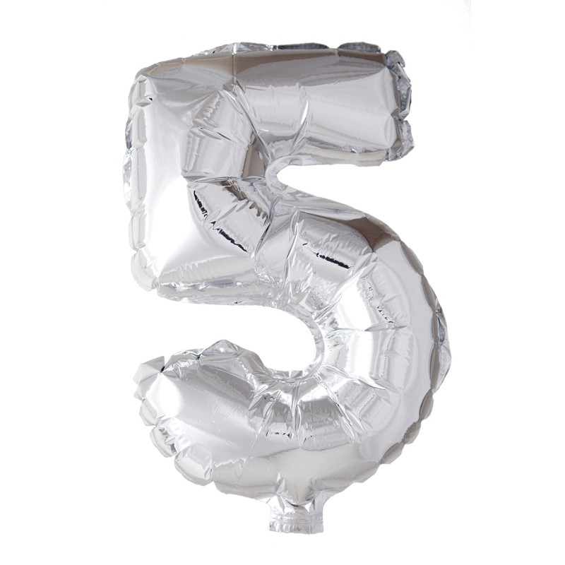 Ballong Siffra 5 Silver 86 cm