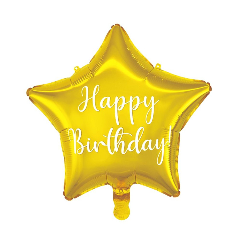 Ballong Happy Birthday Stjärna Guld Folie Ballong Happy Birthday Stjärna Guld Folie