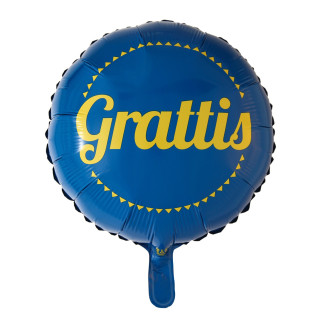 Ballong Grattis Blå Rund Folie 46 cm