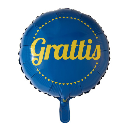 Ballong Grattis Blå Rund Folie 46 cm