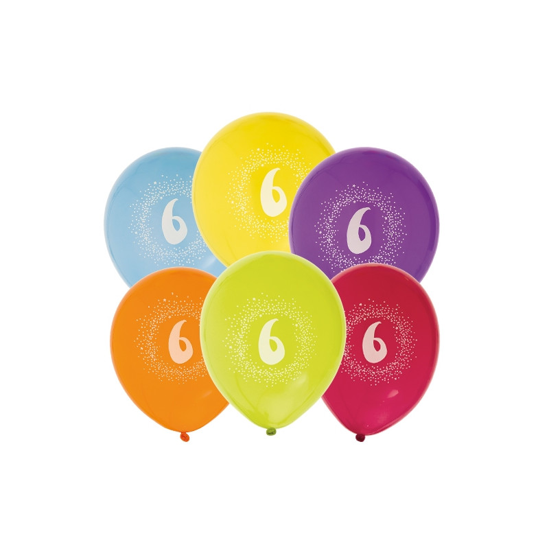 Ballong Födelsedag 6 år 6-pack Latex Mixade
