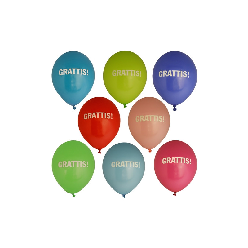 Ballong Grattis 8-pack Latex Mixade Ballong Grattis 8-pack Latex Mixade