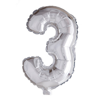 Ballong Siffra 3 Silver 86 cm