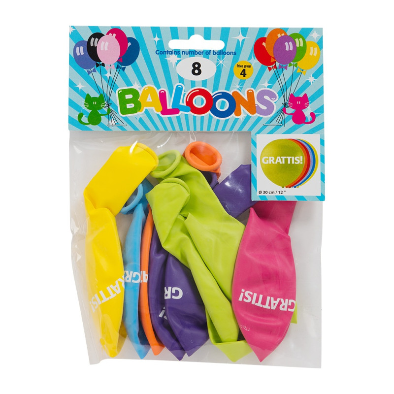 Ballong Grattis 8-pack Latex Mixade Ballong Grattis 8-pack Latex Mixade